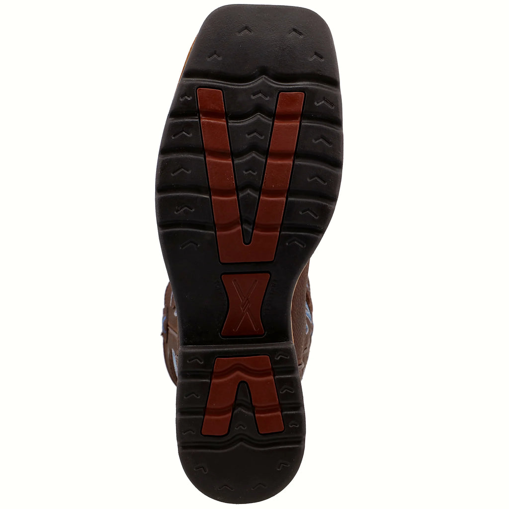 - 12" WESTERN WORK BOOT - BROWN PEBBLE (STEEL TOE)