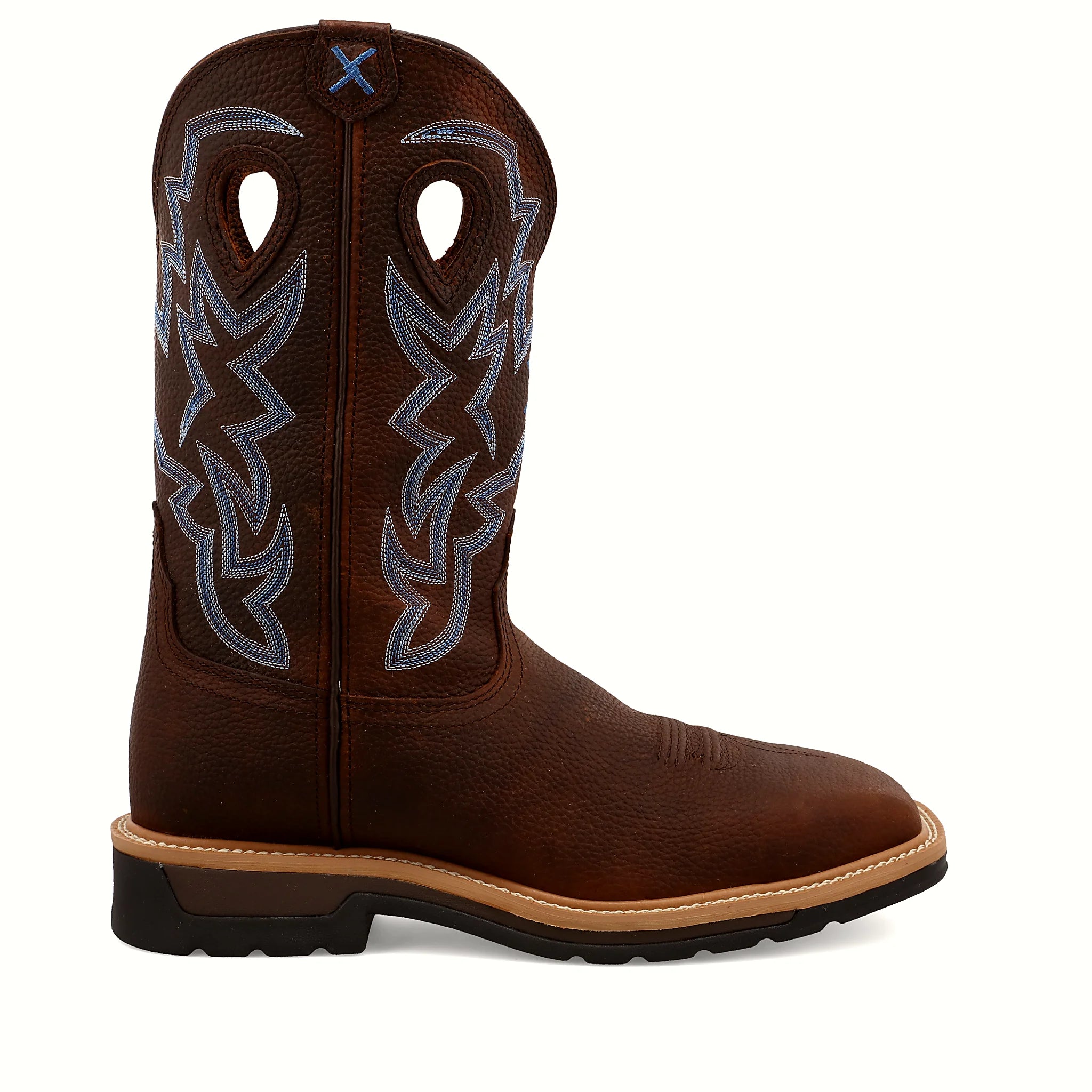 - 12" WESTERN WORK BOOT - BROWN PEBBLE (STEEL TOE)