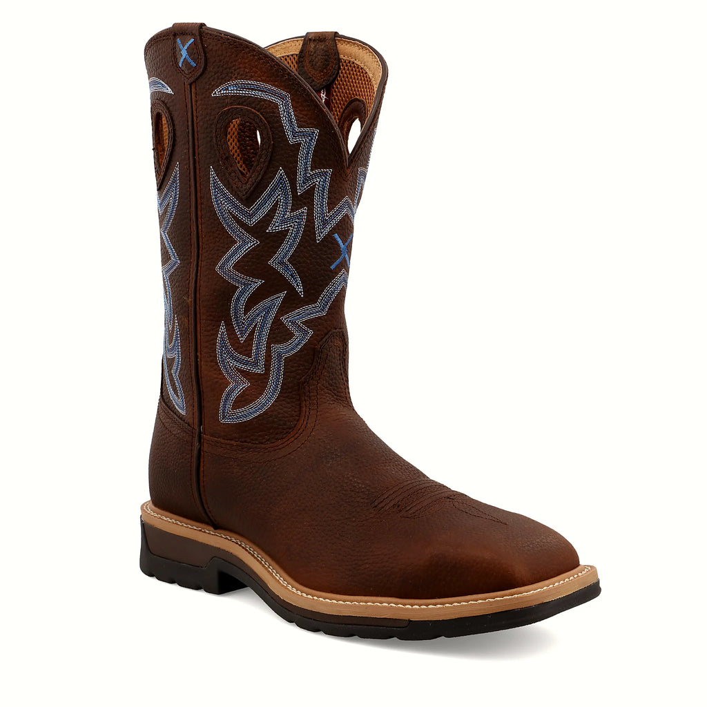 - 12" WESTERN WORK BOOT - BROWN PEBBLE (STEEL TOE)
