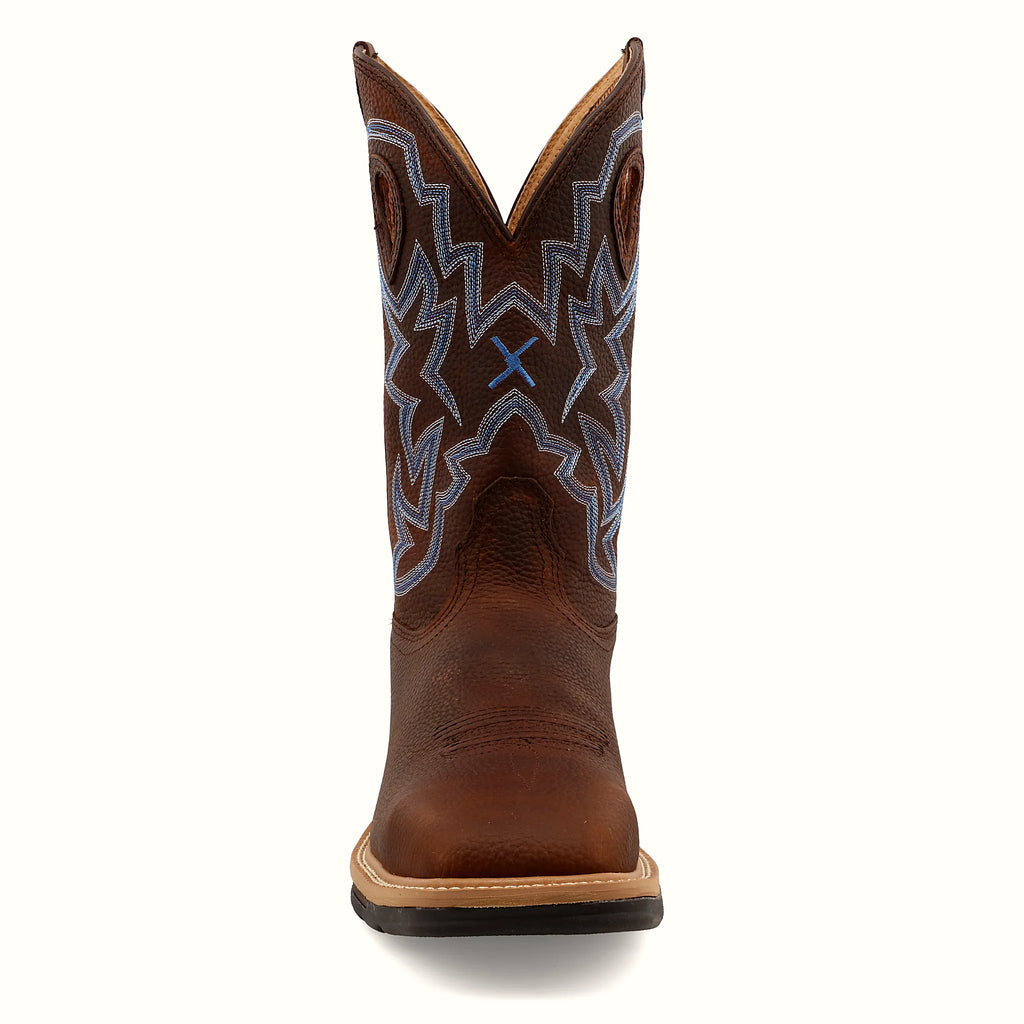 - 12" WESTERN WORK BOOT - BROWN PEBBLE (STEEL TOE)