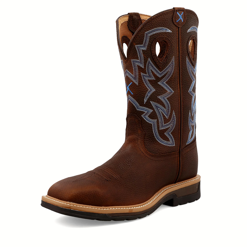 - 12" WESTERN WORK BOOT - BROWN PEBBLE (STEEL TOE)