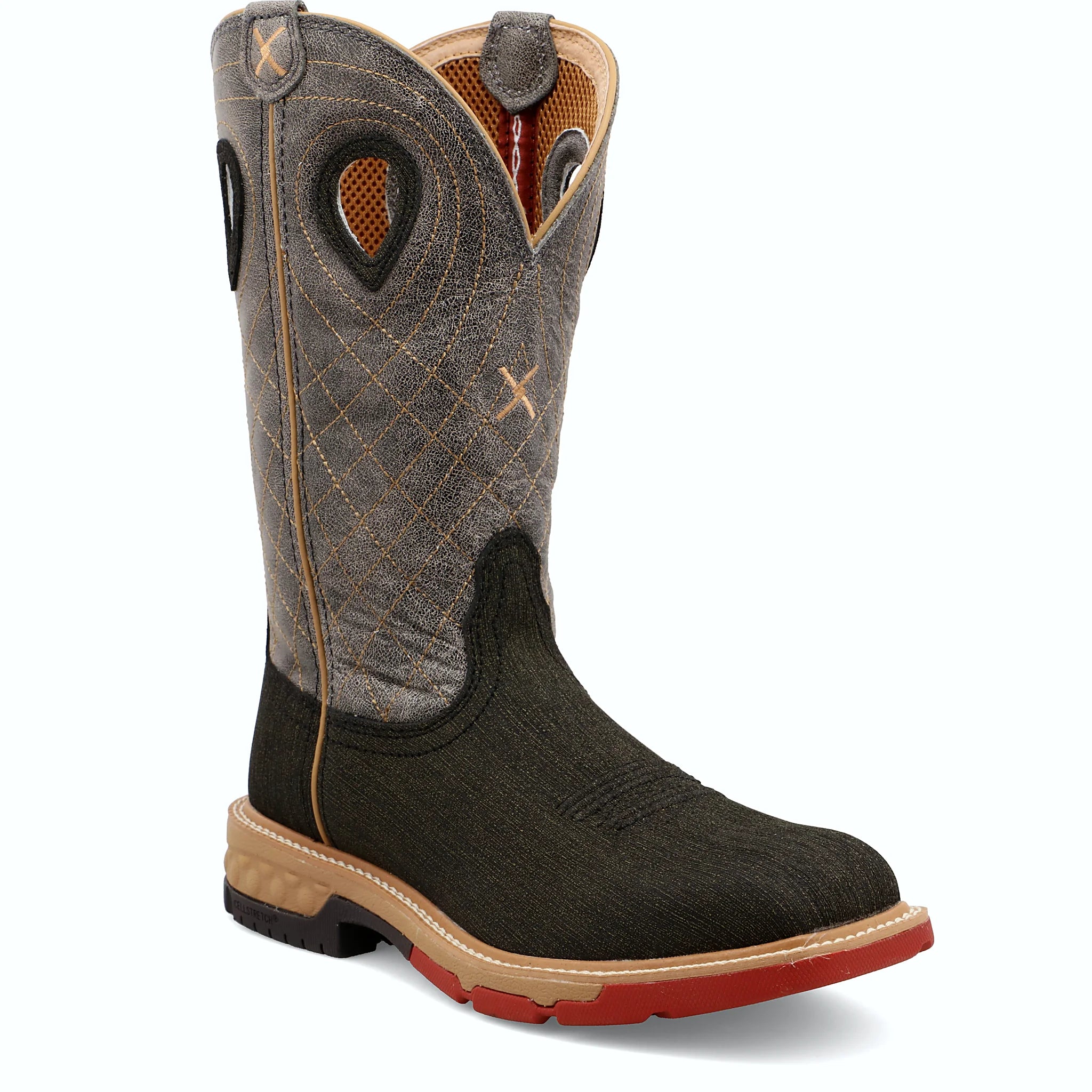 - 12" WESTERN WORK BOOT - CHARCOAL & GRAY (ALLOY TOE)