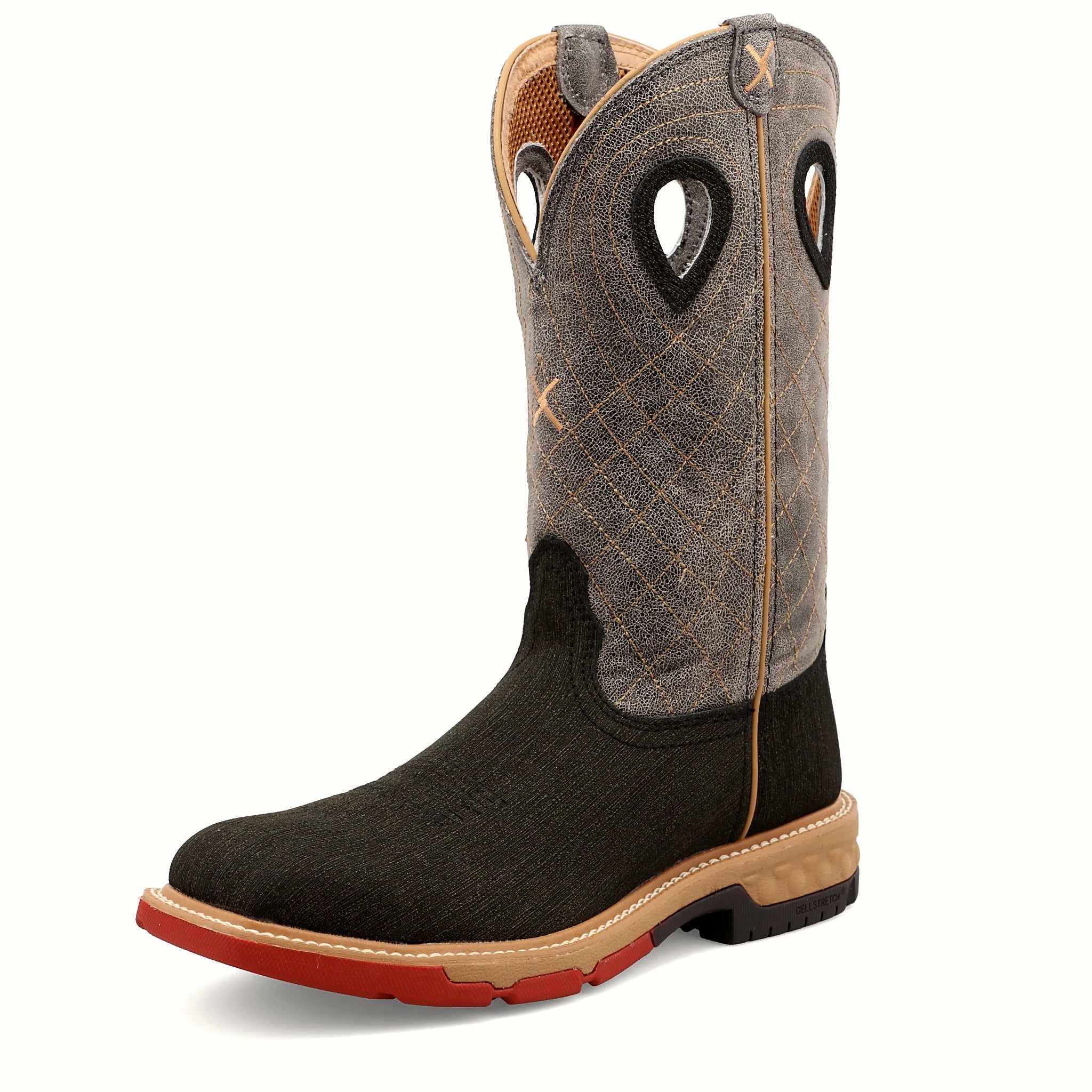 - 12" WESTERN WORK BOOT - CHARCOAL & GRAY (ALLOY TOE)