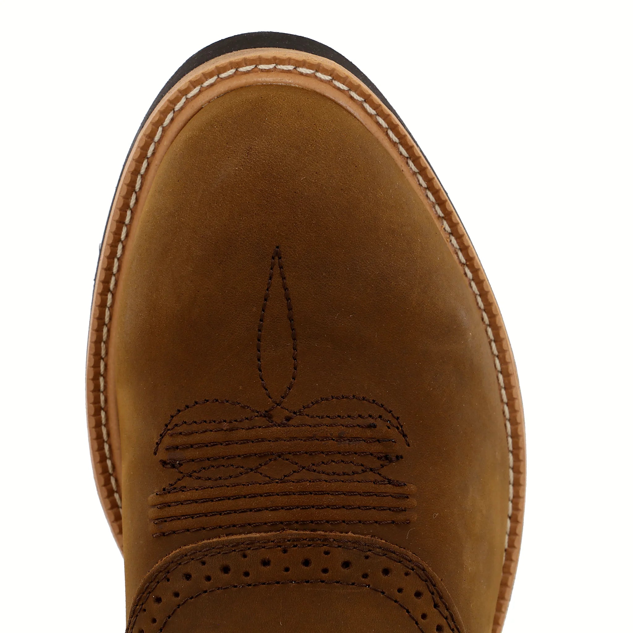 - 12" WESTERN WORK BOOT - DISTRESSED SADDLE & DENIM