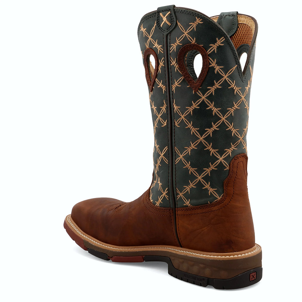 Full-grain leather work boot with an air mesh lining