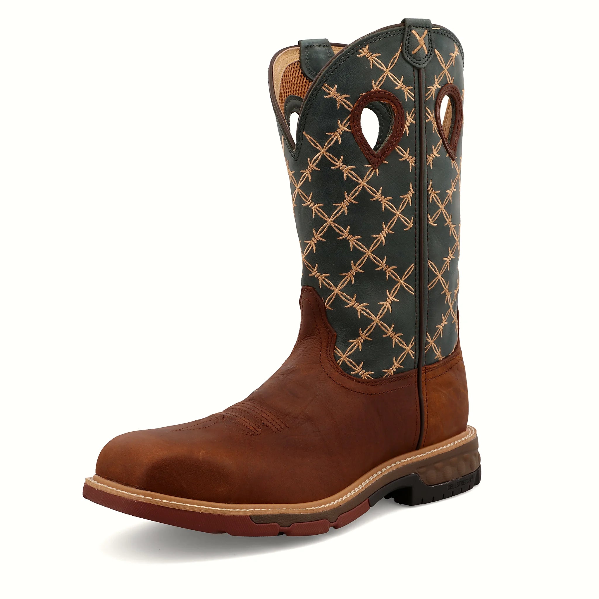 - 12" WESTERN WORK BOOT - MOCHA & SLATE (COMPOSITE TOE)