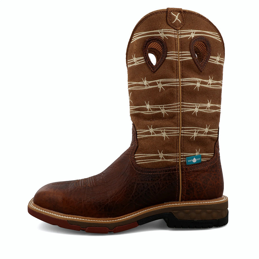 Western work boot with an alloy safety toe