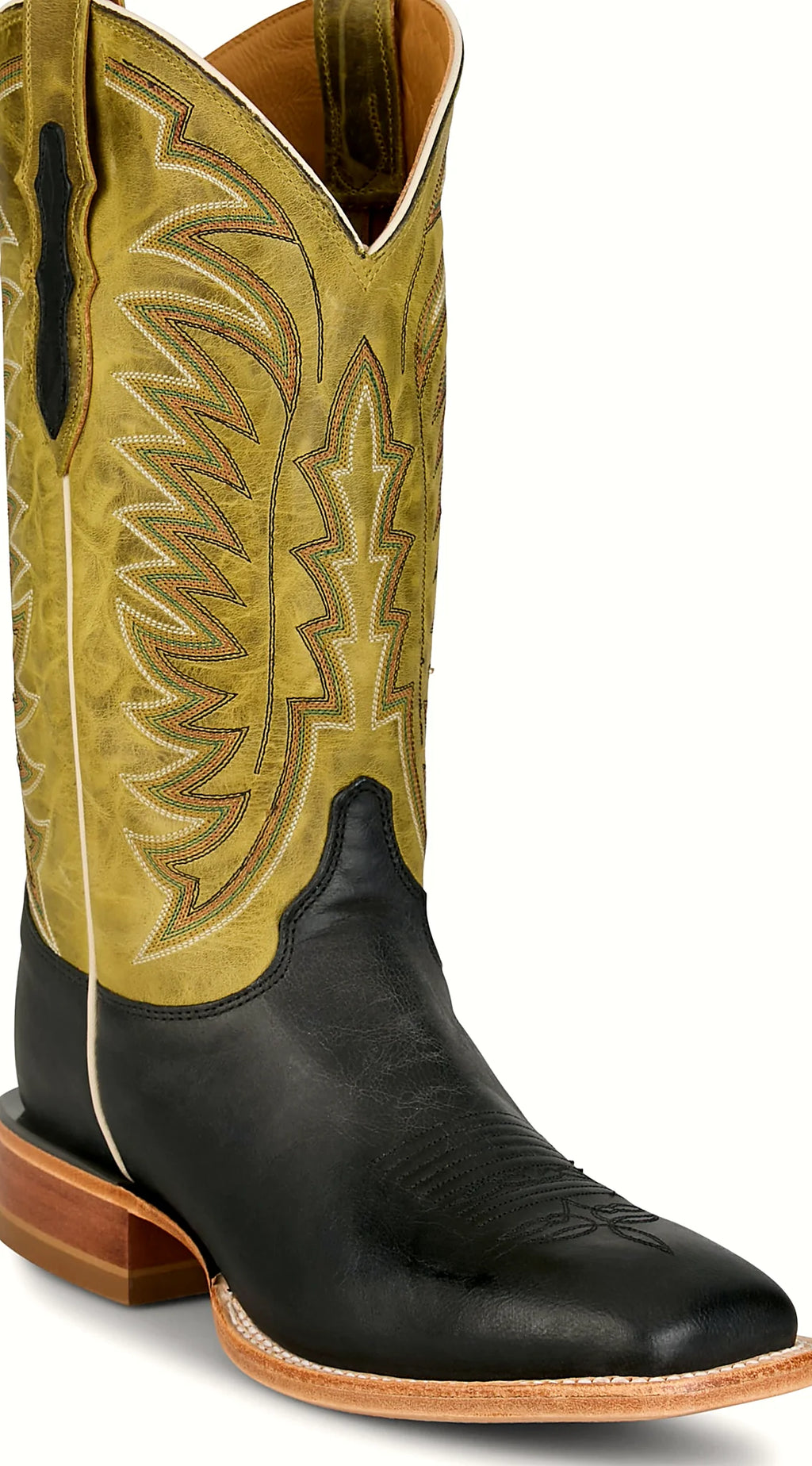 Tall western boot with a broad square front