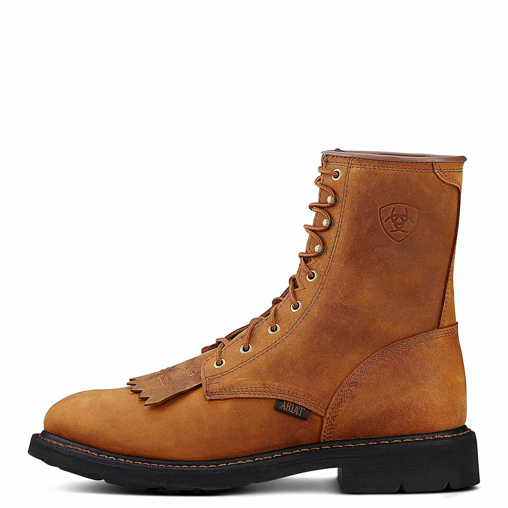 Eight inch round toe work boot