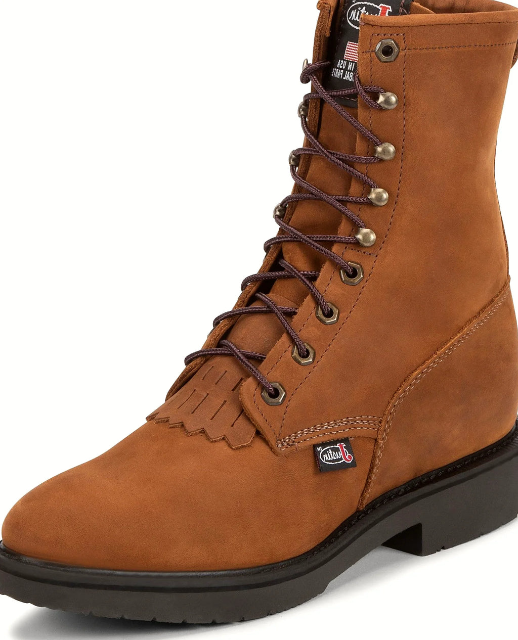 Round toe lace-up boot with a polyurethane outsole
