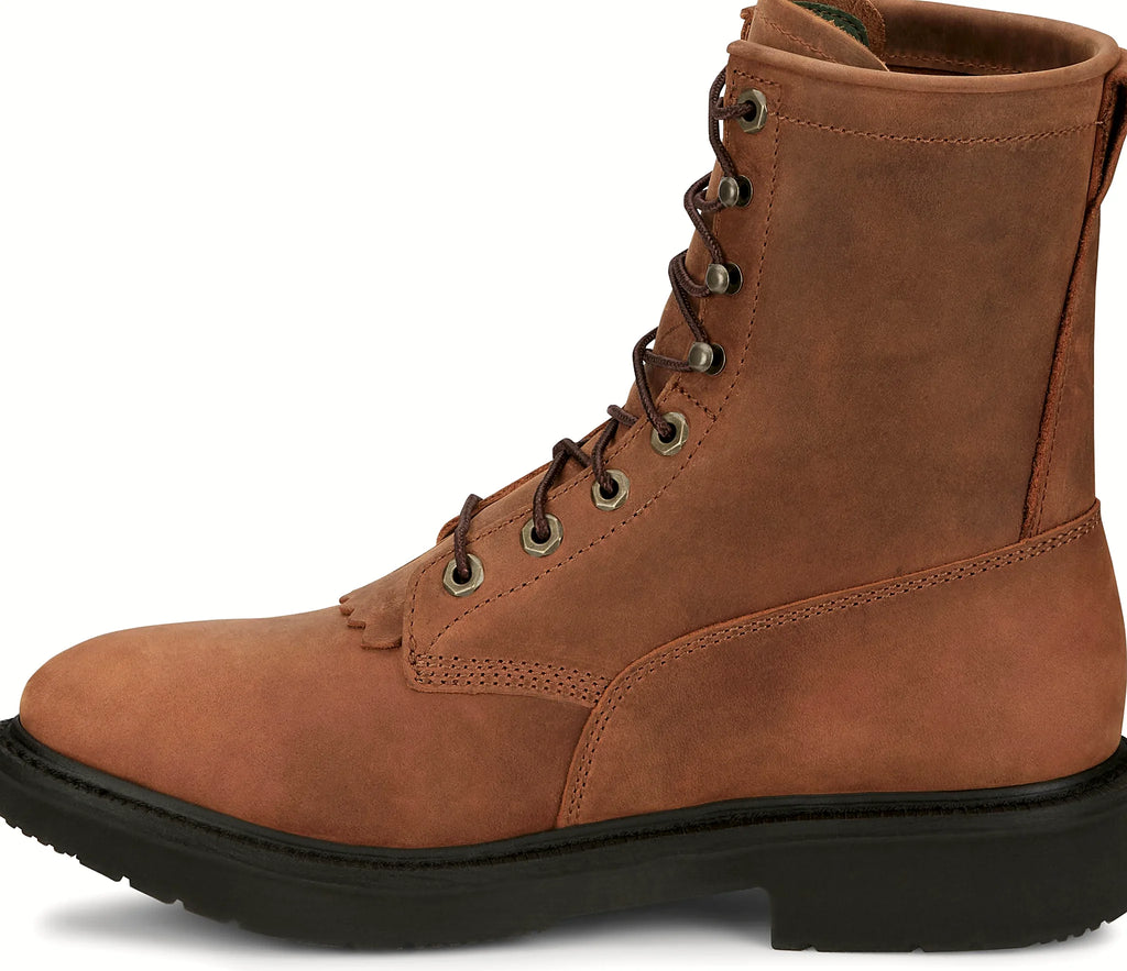 Eight inch lace-up work boot with a round toe