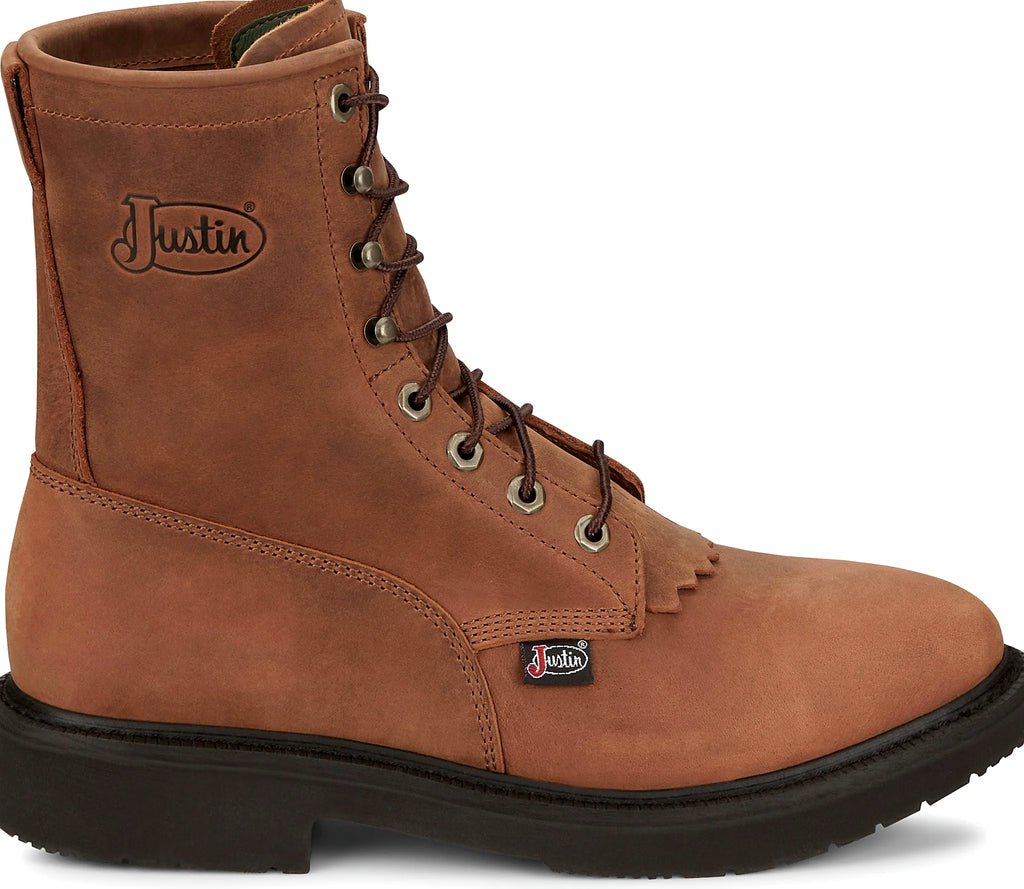 Lace-up work boot with a premium full grain leather upper