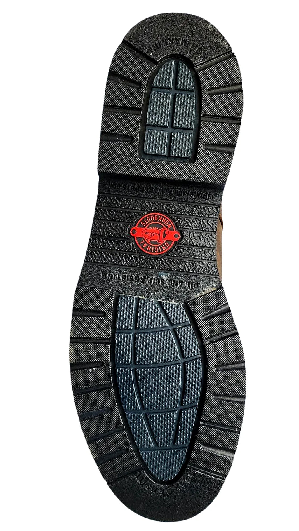 Work boot with a steel safety cap