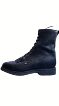 Black round toe lace-up work boot
