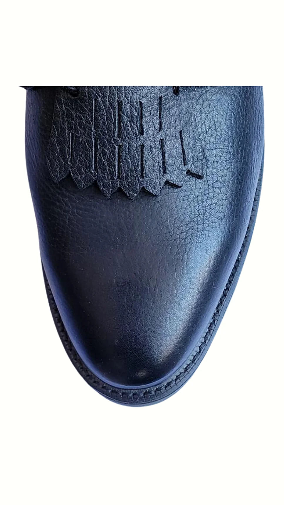 Laced black boot with a rounded toe box