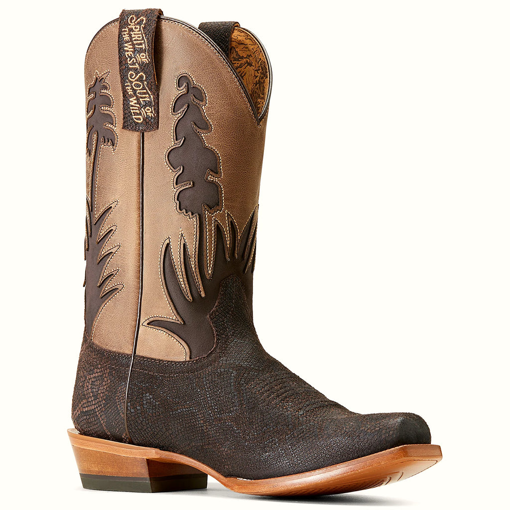 Chocolate finish pull-on boot with a square front