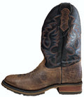 Pull-on western boot with a broad square toe