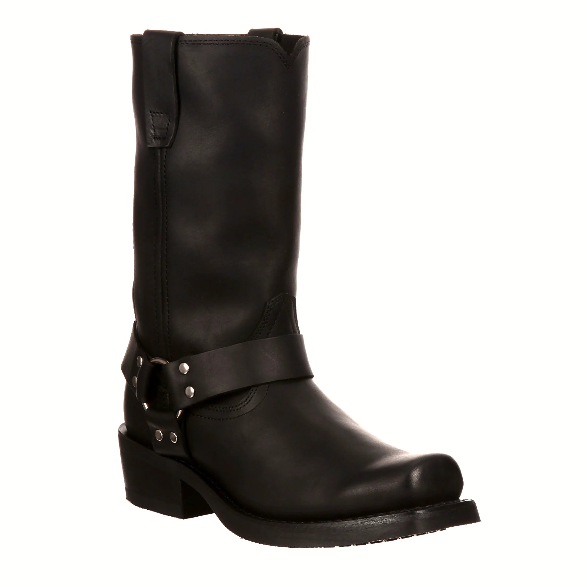 Harness boot with sturdy side tabs and a snoot toe