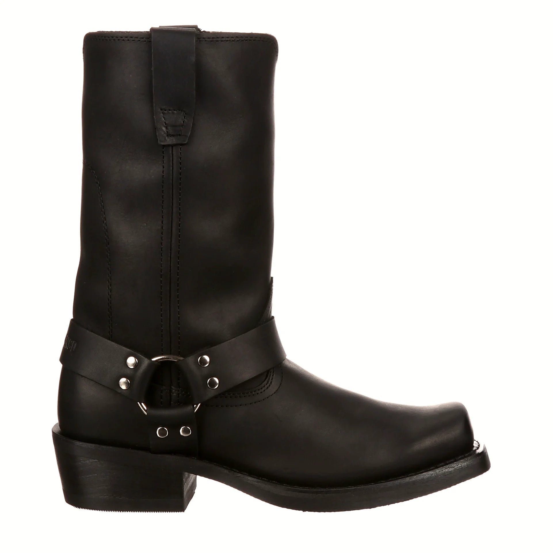 Black boot with a Strider heel and rubber outsole