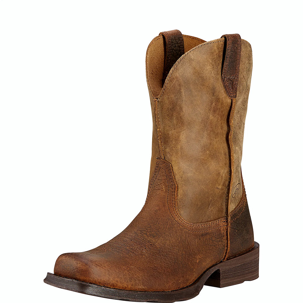 Western boot with a broken-in look and feel