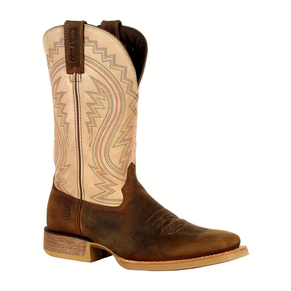 Square toe boot with a patented dual fiberglass shank