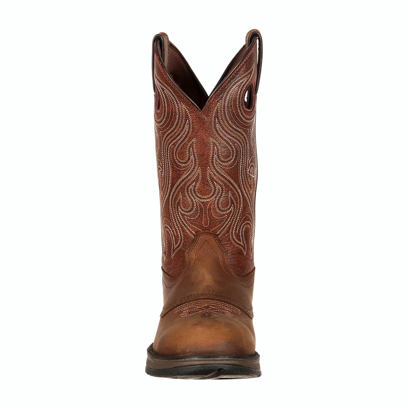Full-grain leather boot with a broken-in look