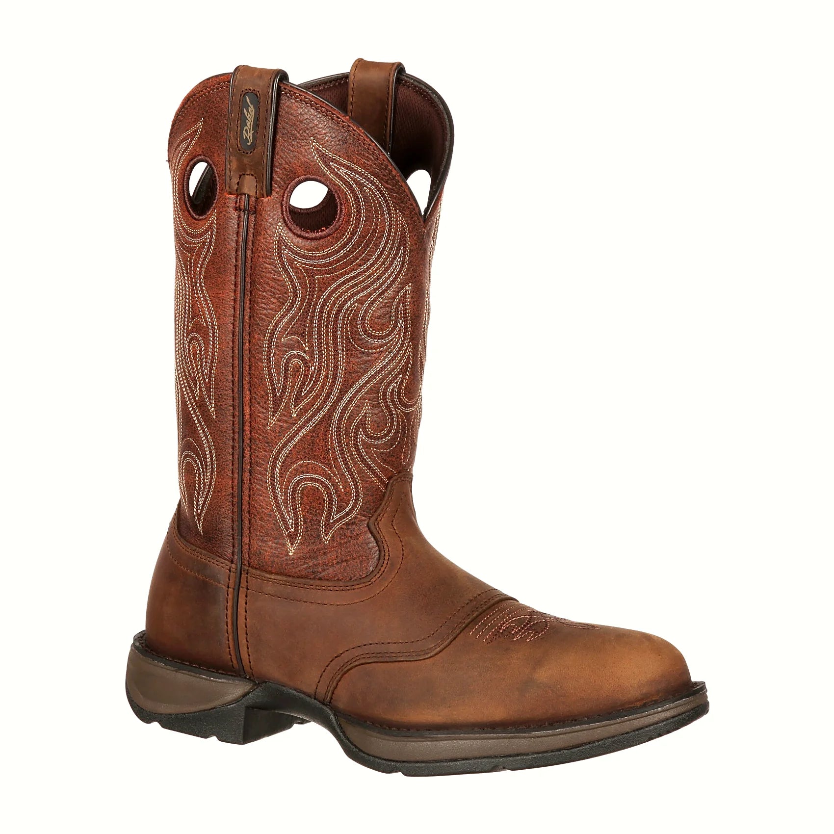 Round toe boot with a contoured removable footbed