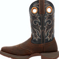 Square toe western boot built on a saddle vamp
