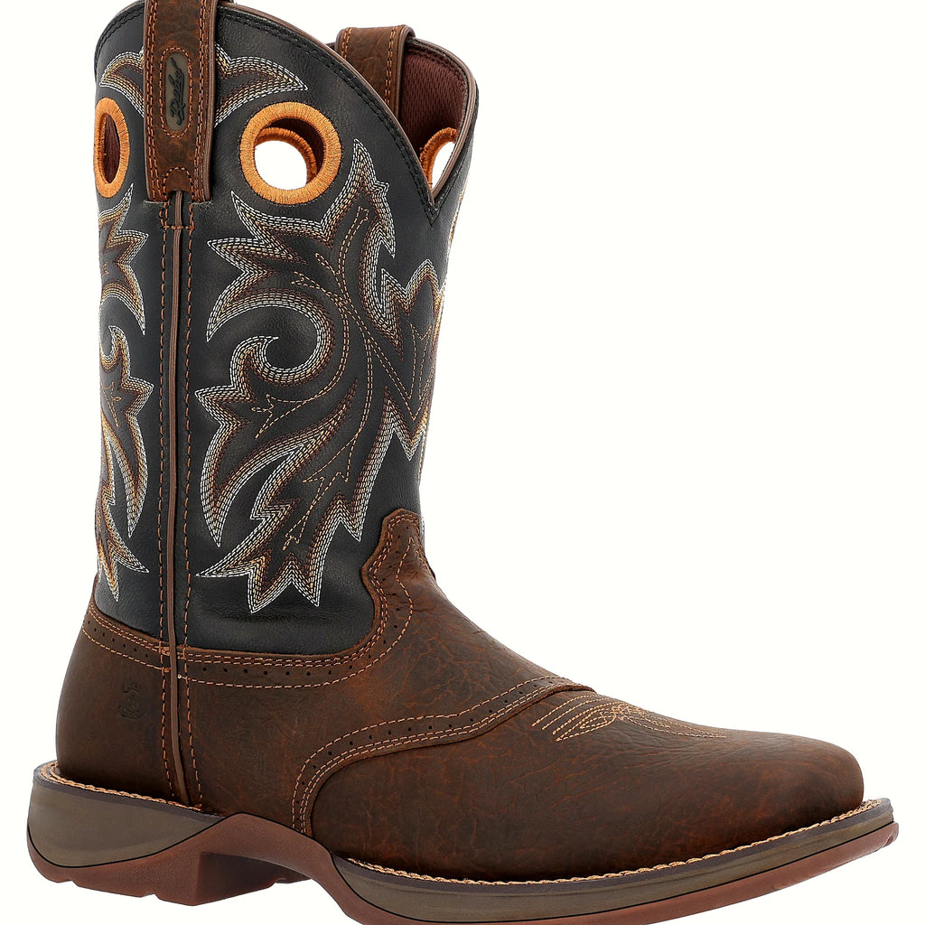 Pull-on western boot with a rolled shank area