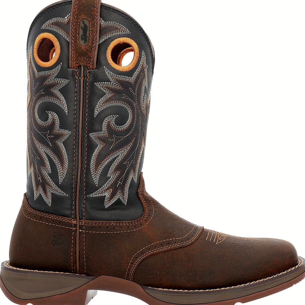 Square toe boot with a rocker heel and EVA midsole