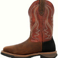 Cognac western work boot with a ventilated shaft