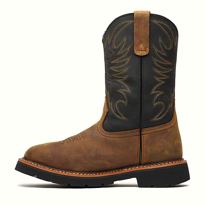 Black waterproof square toe wellington boot