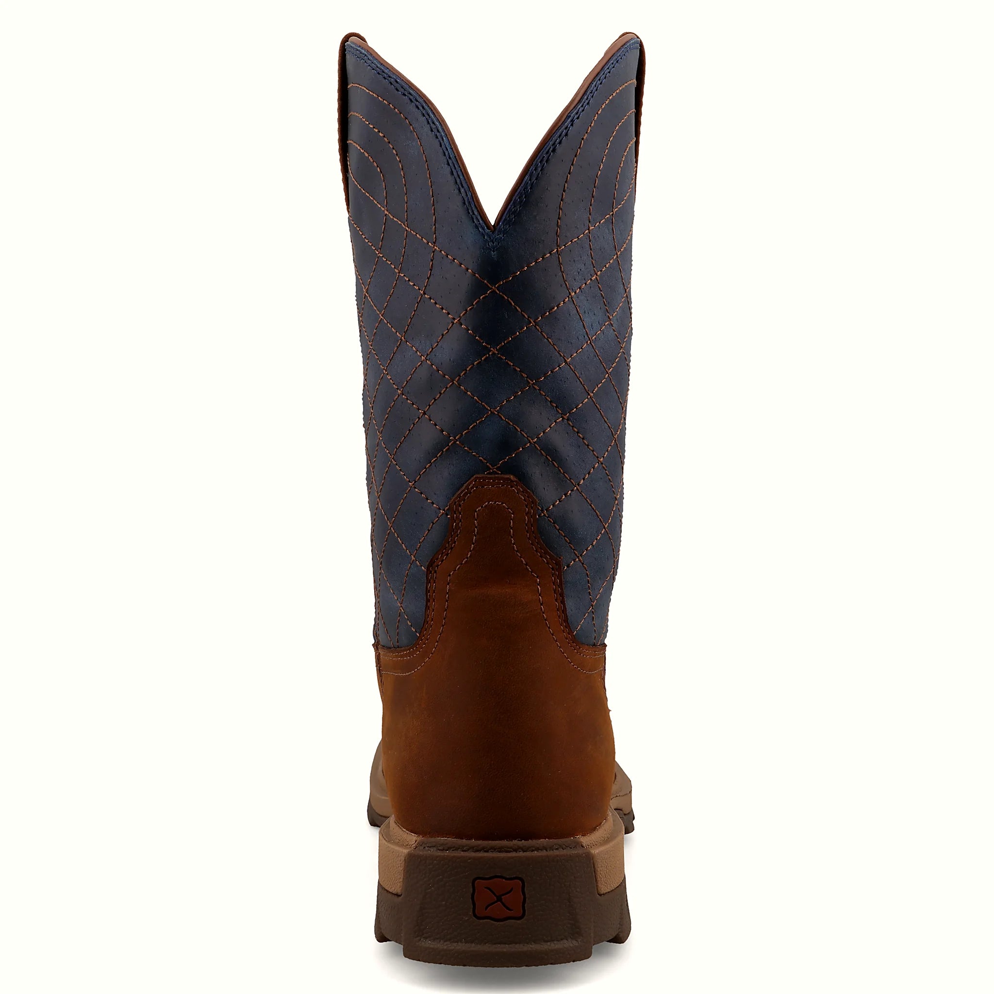 Square toe work boot with a storm welt and composite shank