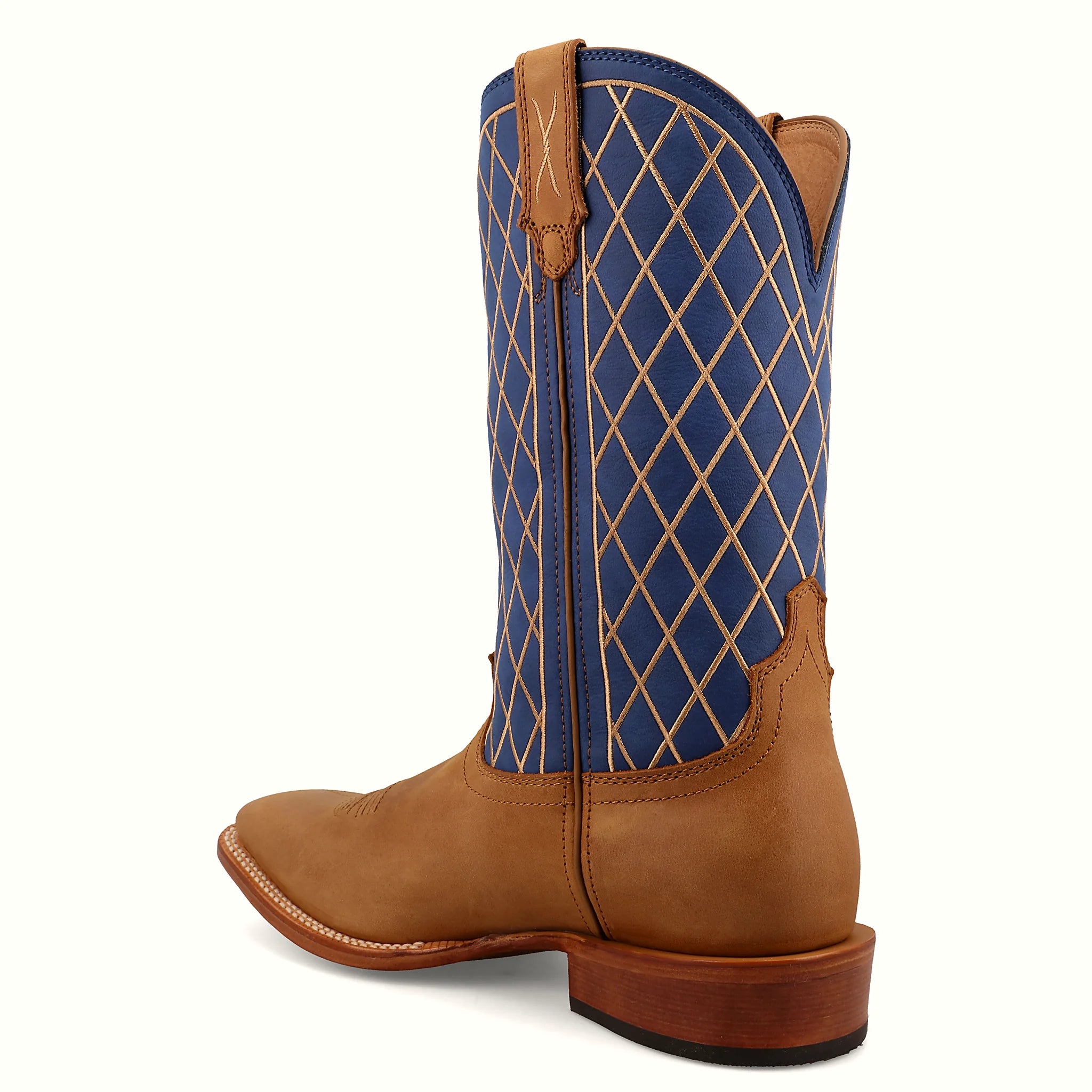 Two-tone boot with a leather outsole and rubber heel cap