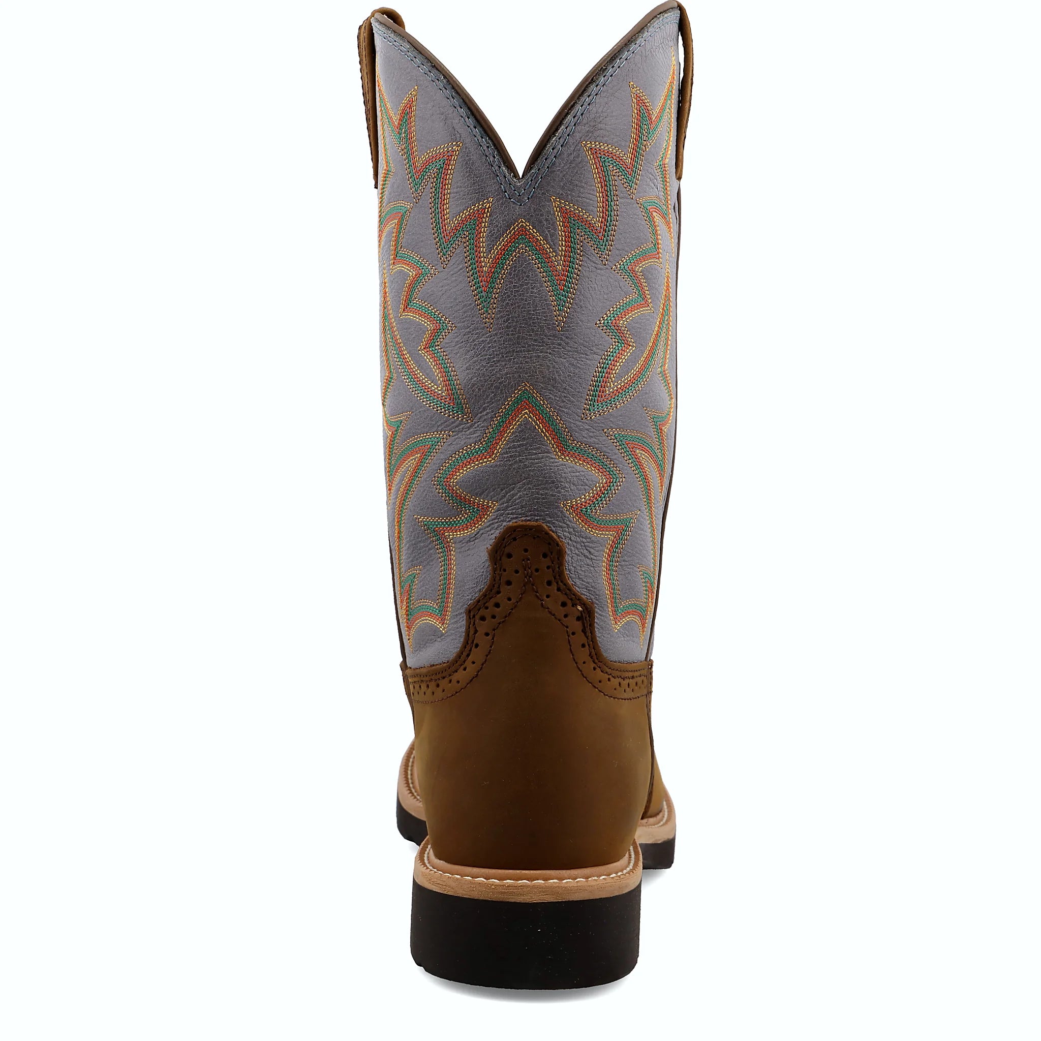 Work boot with double-stitched pull tabs and a storm welt