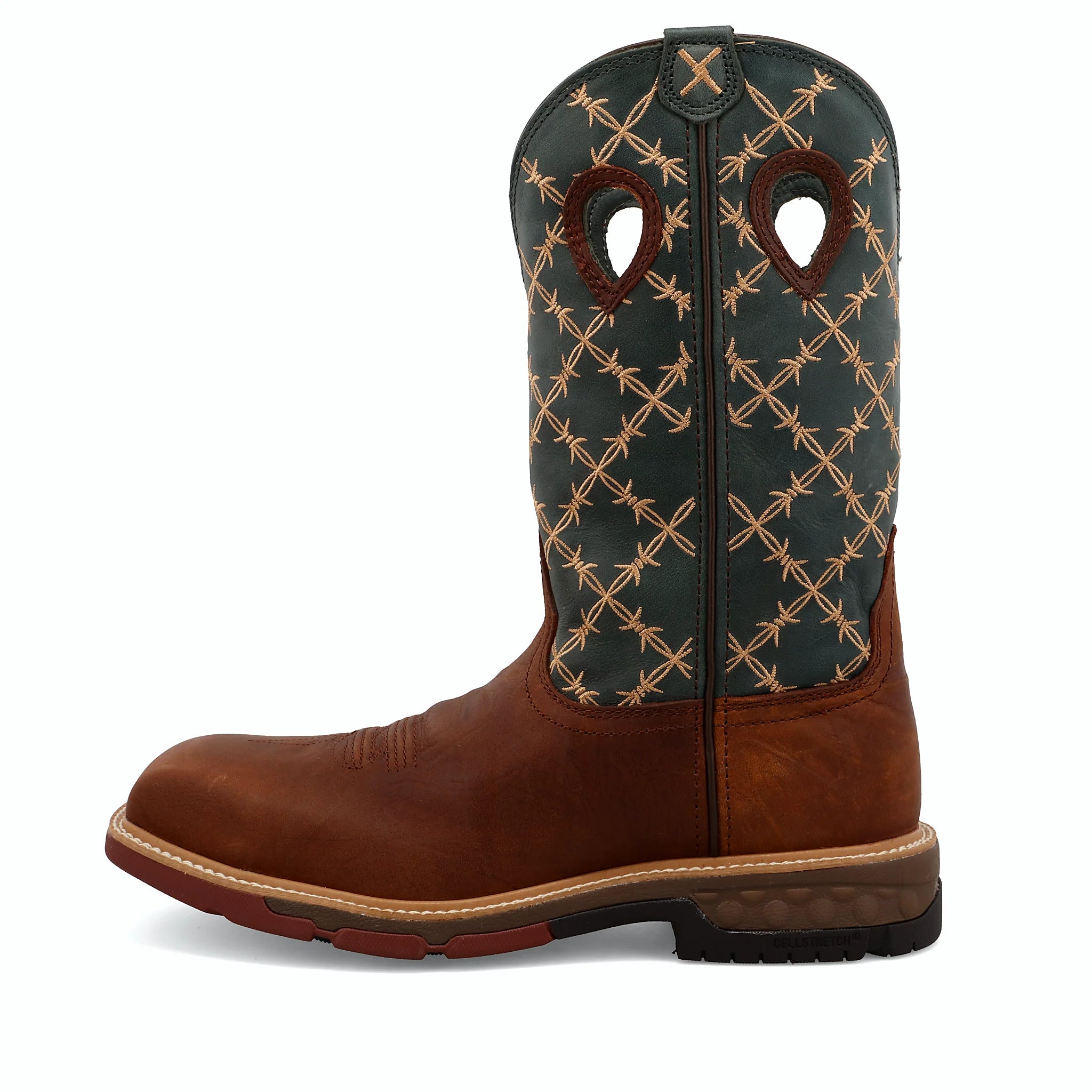 Mocha and slate western work boot with a composite toe