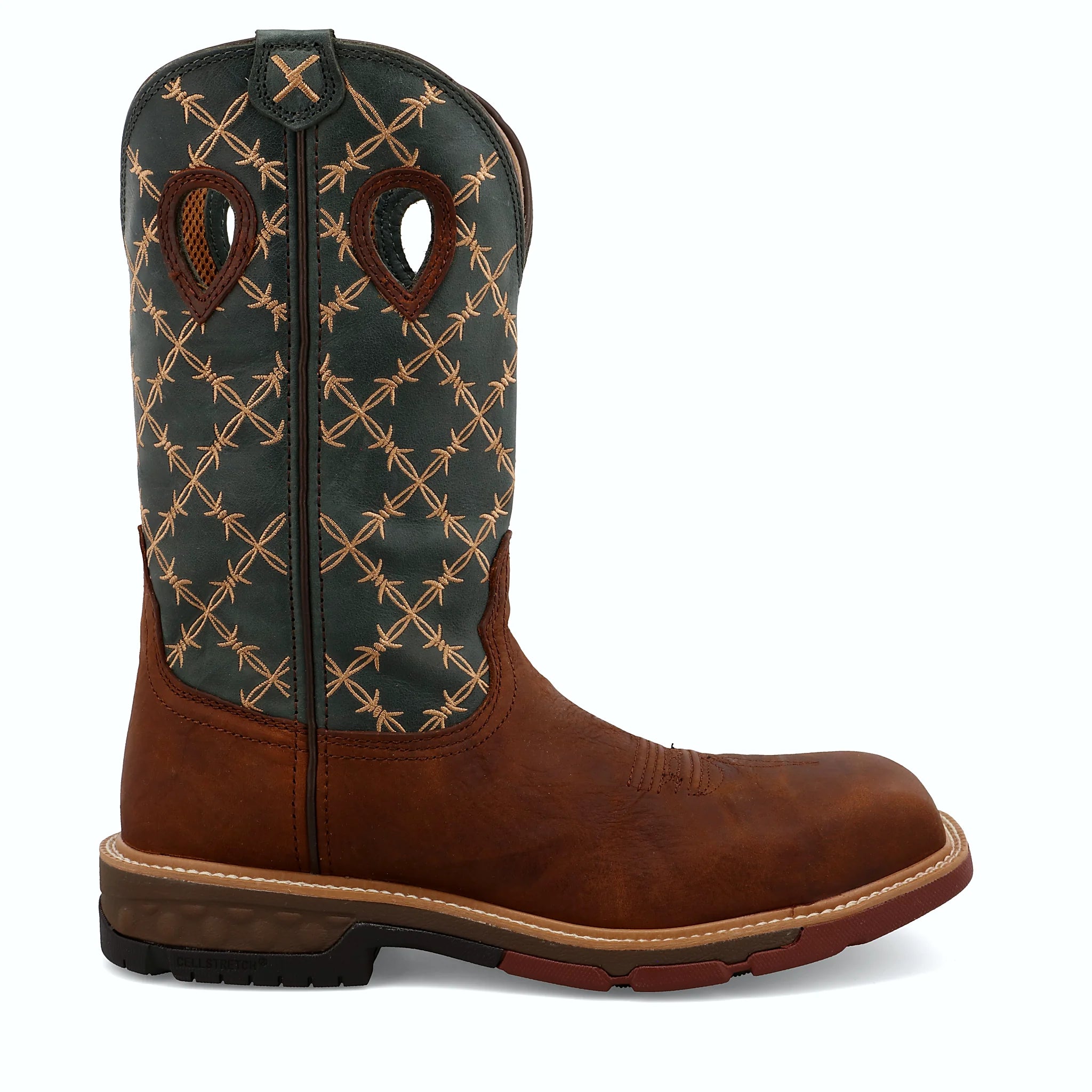 - 12" WESTERN WORK BOOT - MOCHA & SLATE (COMPOSITE TOE)